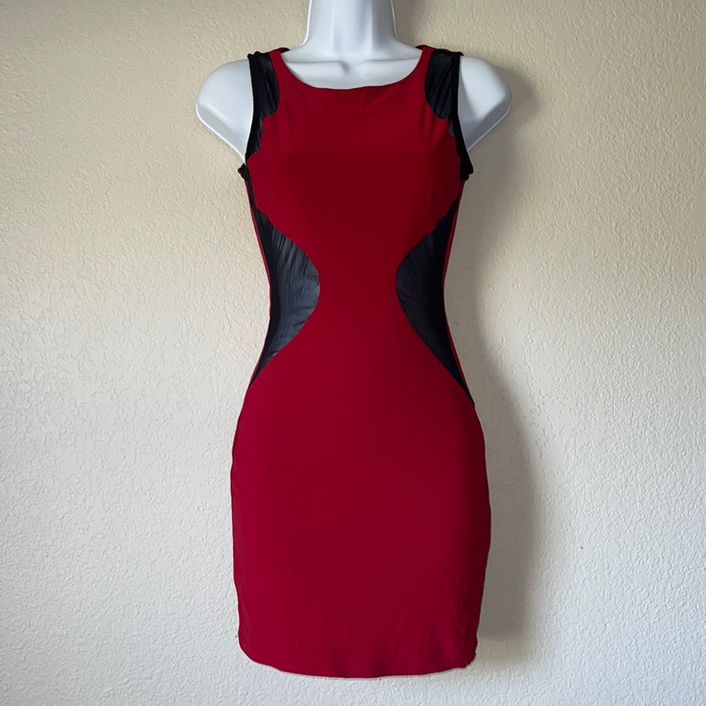 Red dress/mesh inserts
